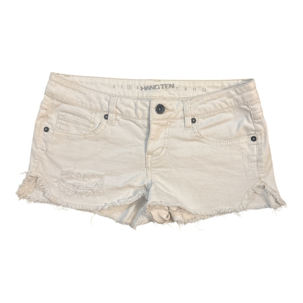 Hang Ten Women’s Distressed Jean Shorts, White, Size 3